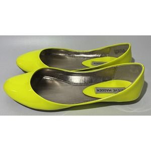 COPY - STEVE MADDEN Women Ralli Ballet Flats Neon Yellow Patent Leather Slip On…